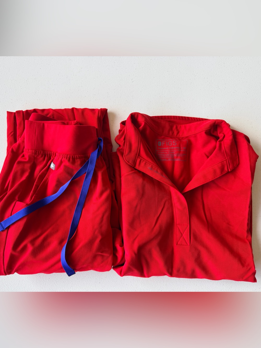 Figs Red Athletic Bottoms with Drawstring
